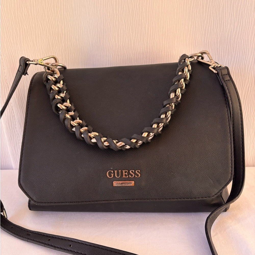 GUESS Black Crossbody with Braided Chain Strap